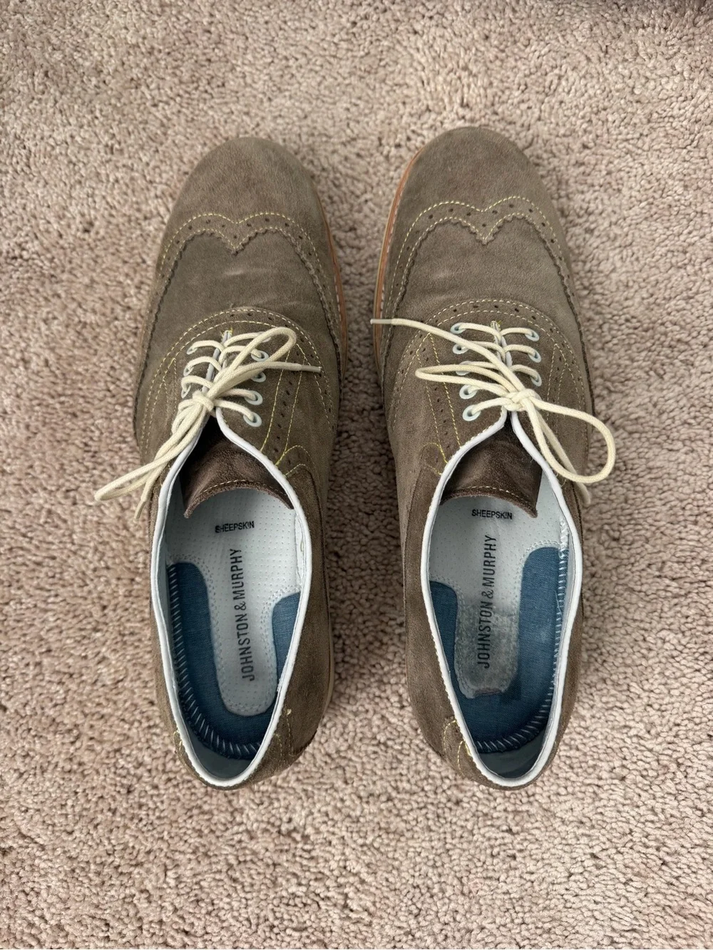 Johnston & Murphy Brown Suede Wingtip Oxford Dress Shoes Men’s 12M 20-6756